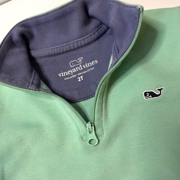 Vineyard Vines Quarter Zip Pullover Sweatshirt 2T Mint Green Coastal - Picture 3 of 3